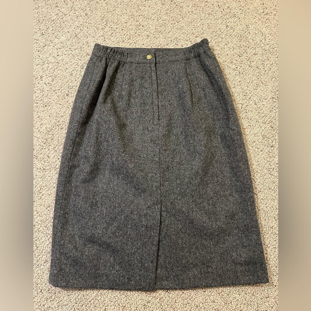 Block Island Petites Vintage Grey Wool Blend Business Knee Length Skirt Size 10
